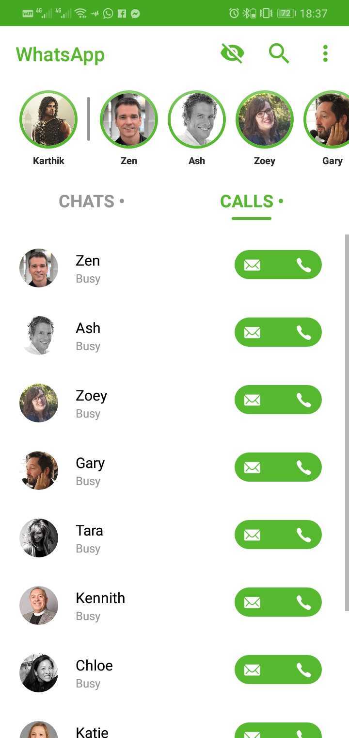 WhatsApp Redesign calls tab