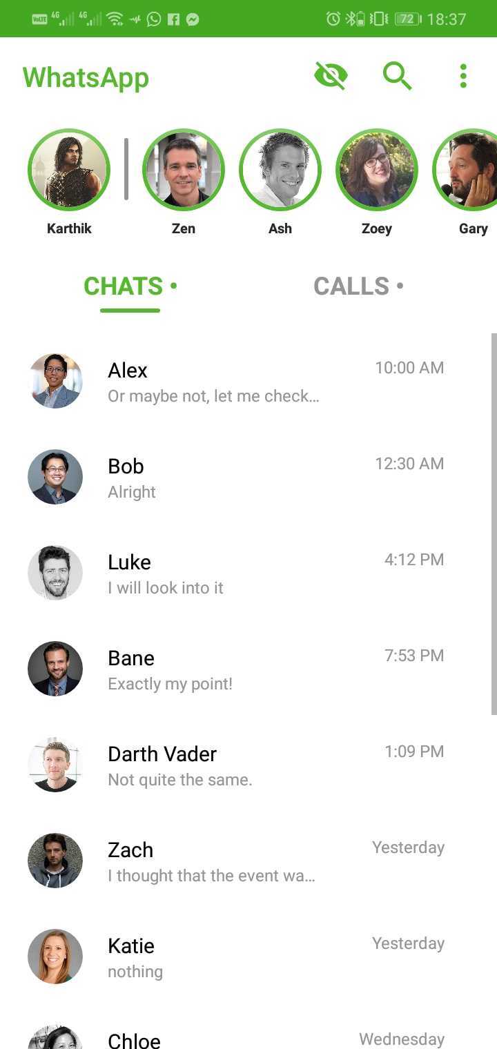 WhatsApp Redesign chats tab